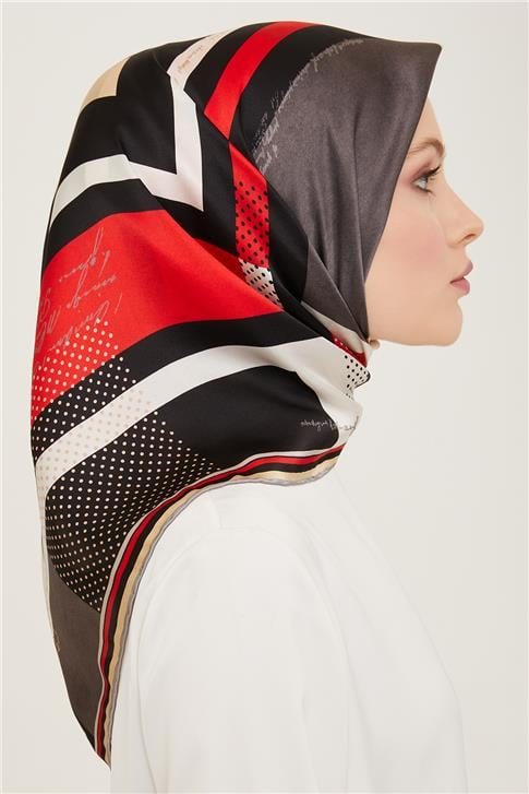 Armine Geometrik Desenli Twill İpek Eşarp 24Ya9138 2 35