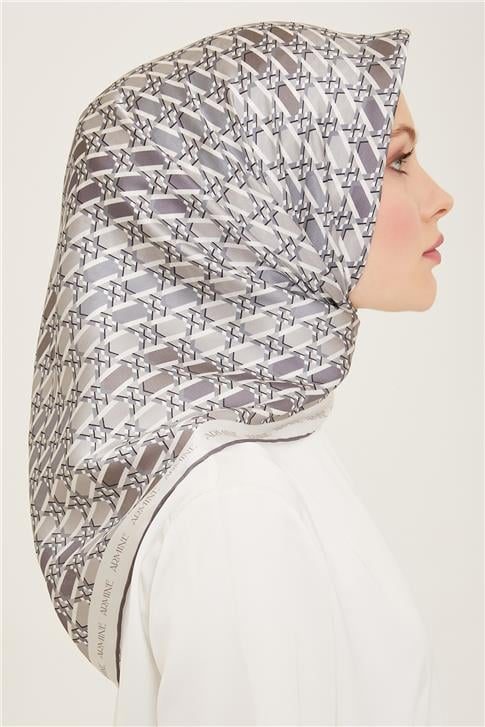 Armine Geometrik Desenli Twill İpek Eşarp 24Ya9144 37 04