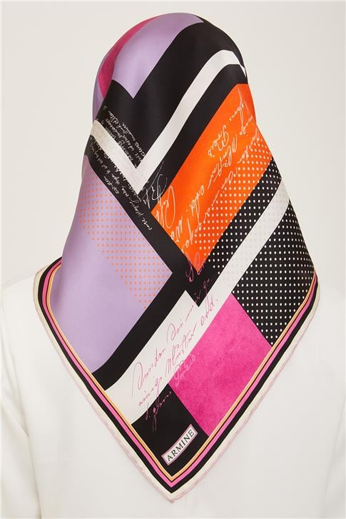 Armine Geometrik Desenli Twill İpek Eşarp 24Ya9138 2 36