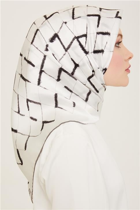 Armine Geometrik Desenli Twill İpek Eşarp 24Ya9162 31