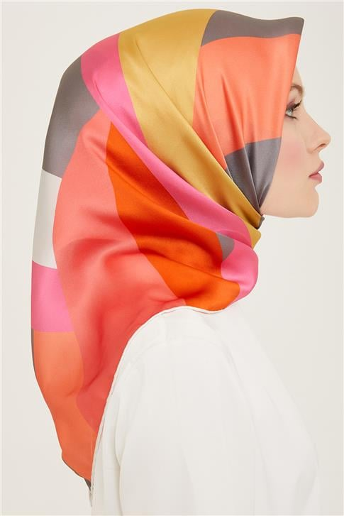 Armine Geometrik Desenli Twill İpek Eşarp 24Ya9148 31 55