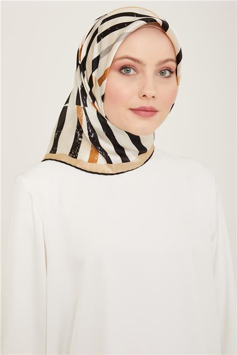 Armine Geometrik Desenli Twill İpek Eşarp 24Ya9101 2 84