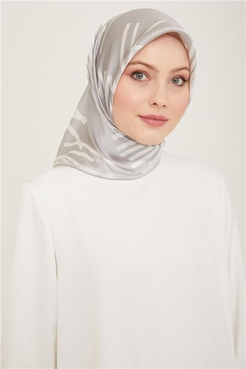 Armine Geometrik Desenli Twill İpek Eşarp 24Ya9157 55