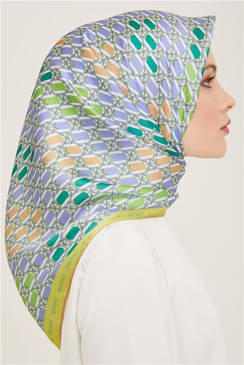 Armine Geometrik Desenli Twill İpek Eşarp 24Ya9144 37 55