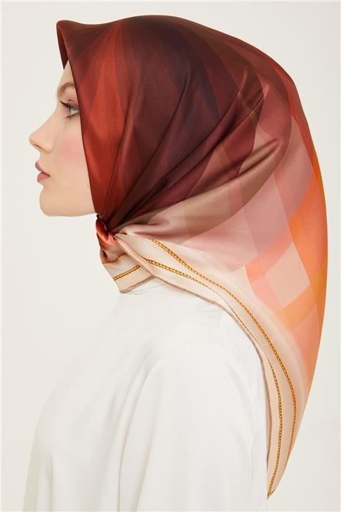 Armine Geometrik Desenli Twill İpek Eşarp 24Ya9113 01