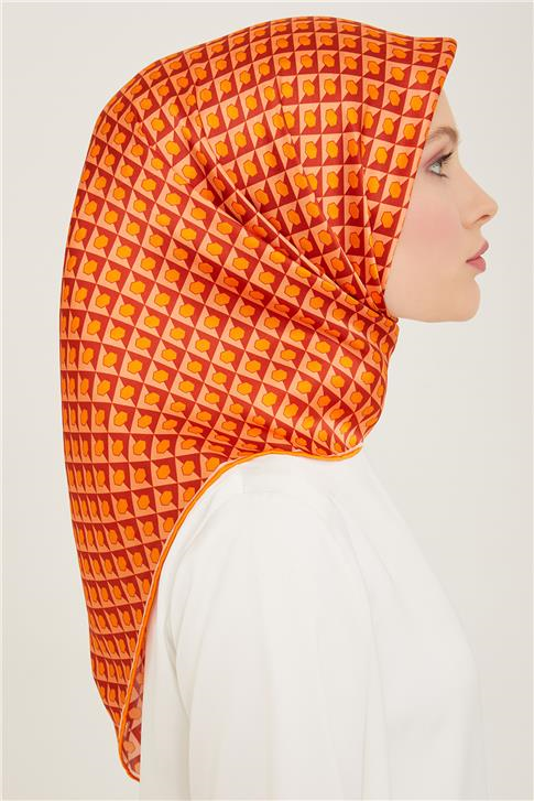 Armine Geometrik Desenli Twill İpek Eşarp 24Ya9109 53 50
