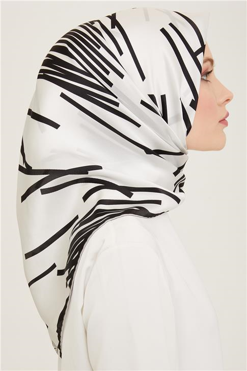 Armine Geometrik Desenli Twill İpek Eşarp 24Ya9157 51