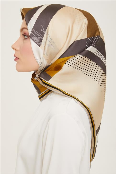 Armine Geometrik Desenli Twill İpek Eşarp 24Ya9138 2 34
