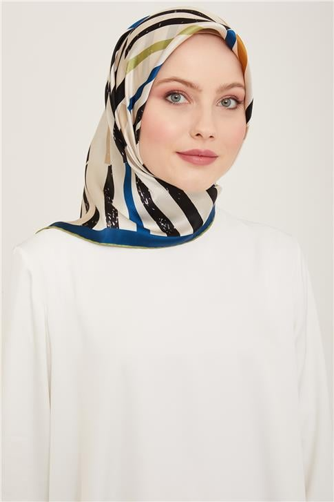 Armine Geometrik Desenli Twill İpek Eşarp 24Ya9101 2 85