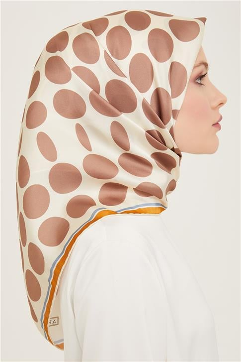Armine Geometrik Desenli Twill İpek Eşarp 24Ya9156 86 54