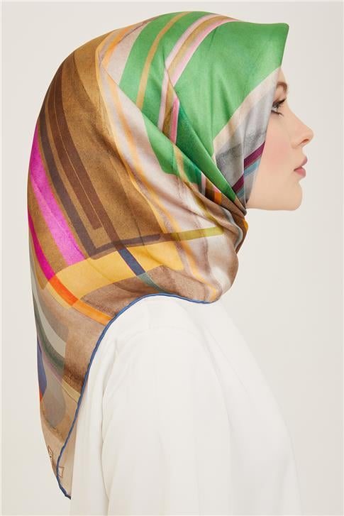 Armine Geometrik Desenli Twill İpek Eşarp 24Ya9147 36 37