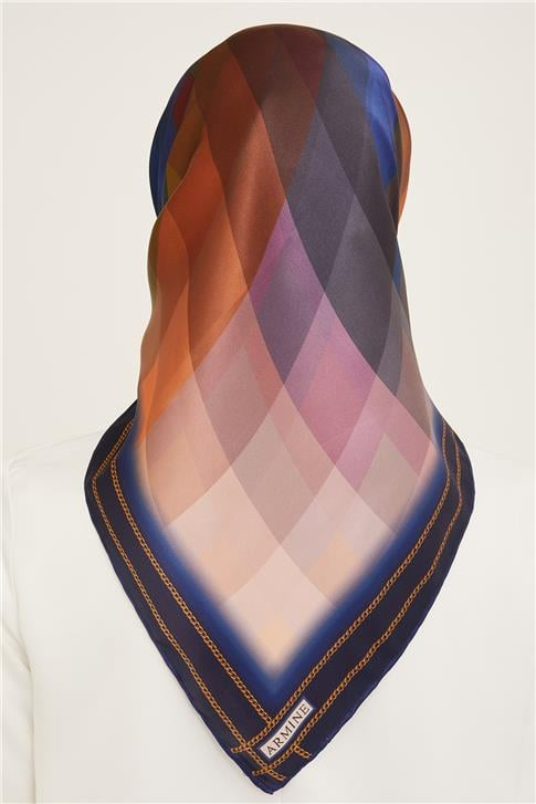 Armine Geometrik Desenli Twill İpek Eşarp 24Ya9113 80