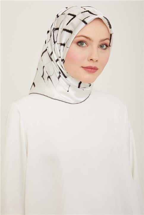 Armine Geometrik Desenli Twill İpek Eşarp 24Ya9162 31
