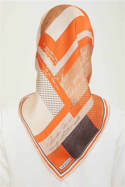 Armine Geometrik Desenli Twill İpek Eşarp 24Ya9138 2 86