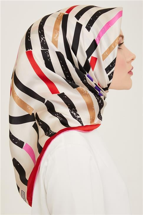 Armine Geometrik Desenli Twill İpek Eşarp 24Ya9101 2 08