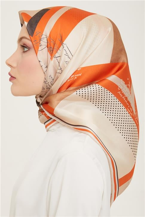 Armine Geometrik Desenli Twill İpek Eşarp 24Ya9138 2 86
