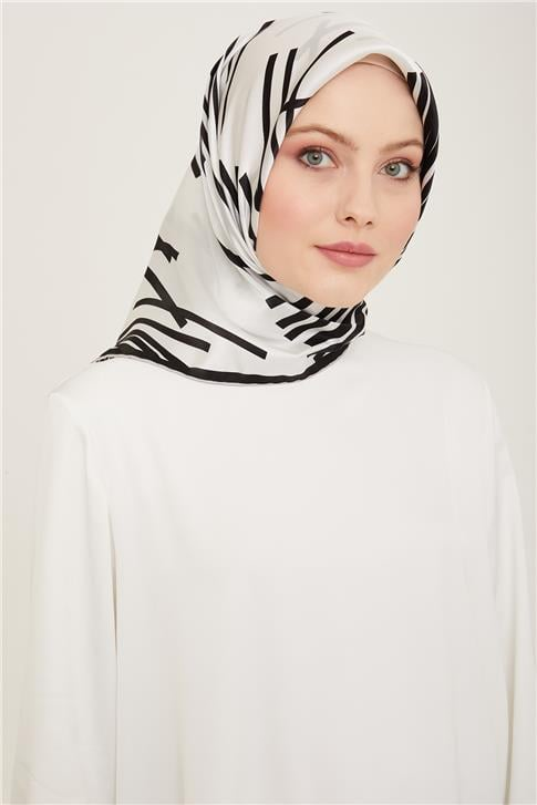 Armine Geometrik Desenli Twill İpek Eşarp 24Ya9157 51