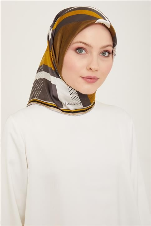 Armine Geometrik Desenli Twill İpek Eşarp 24Ya9138 2 34