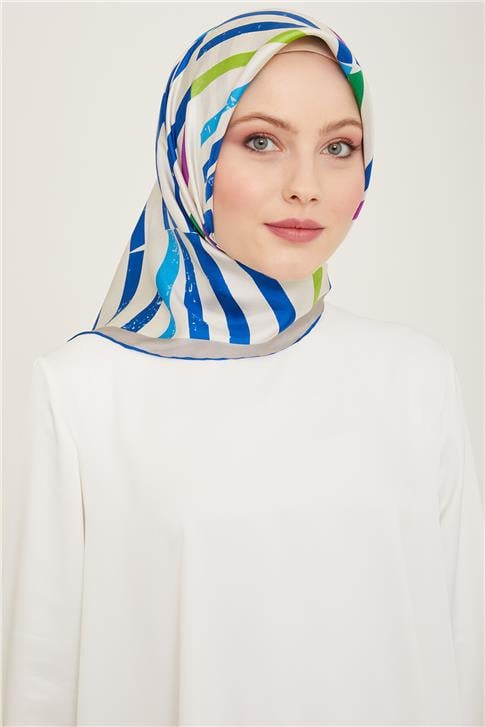 Armine Geometrik Desenli Twill İpek Eşarp 24Ya9101 2 02