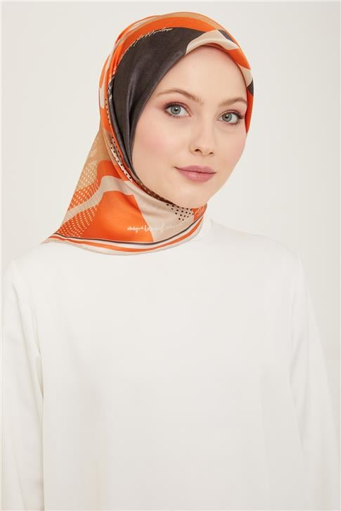Armine Geometrik Desenli Twill İpek Eşarp 24Ya9138 2 86