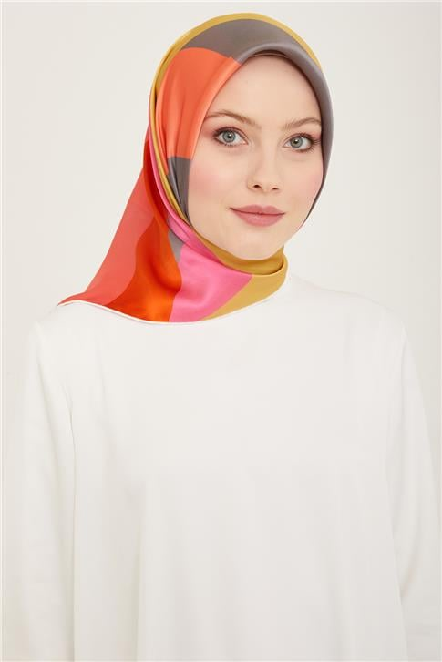 Armine Geometrik Desenli Twill İpek Eşarp 24Ya9148 31 55