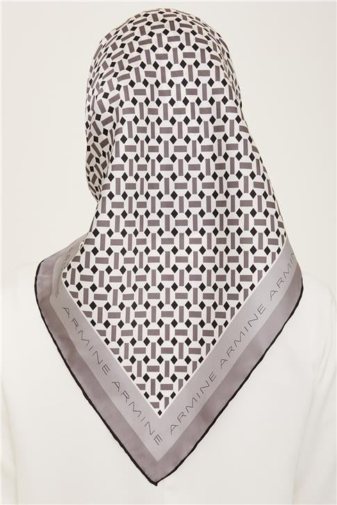 Armine Geometrik Desenli Twill İpek Eşarp 24Ya9151 4 04