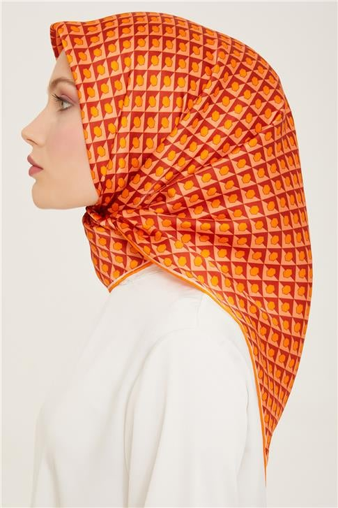 Armine Geometrik Desenli Twill İpek Eşarp 24Ya9109 53 50