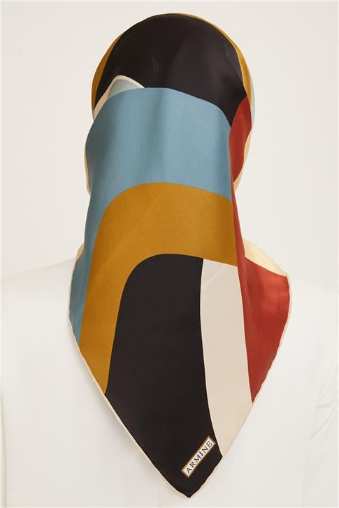Armine Geometrik Desenli Twill İpek Eşarp 24Ya9148 31 89