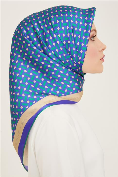 Armine Geometrik Desenli Twill İpek Eşarp 24Ya9151 4 80