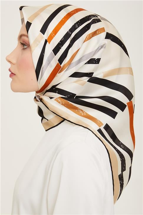 Armine Geometrik Desenli Twill İpek Eşarp 24Ya9101 2 84