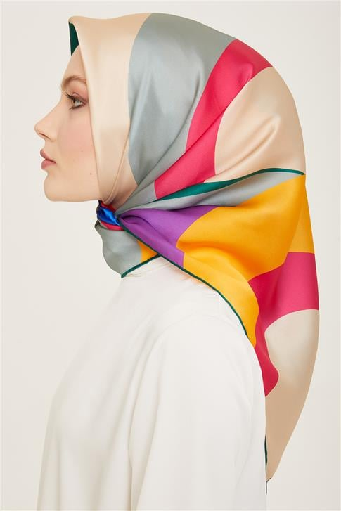 Armine Geometrik Desenli Twill İpek Eşarp 24Ya9148 31 80