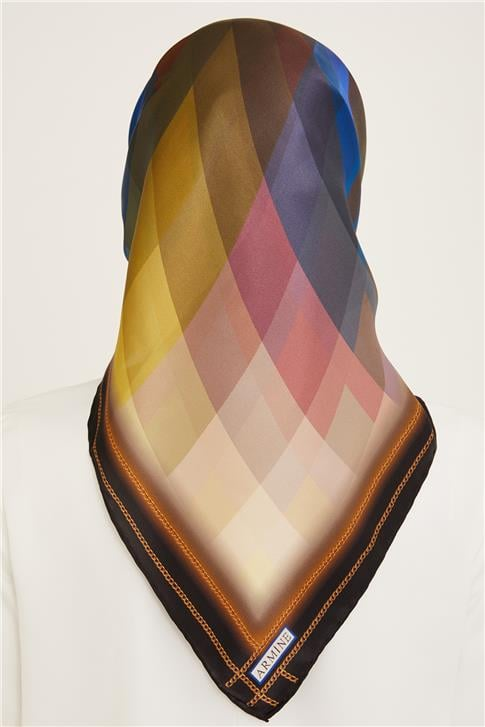 Armine Geometrik Desenli Twill İpek Eşarp 24Ya9113 15