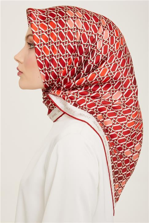 Armine Geometrik Desenli Twill İpek Eşarp 24Ya9144 37 06