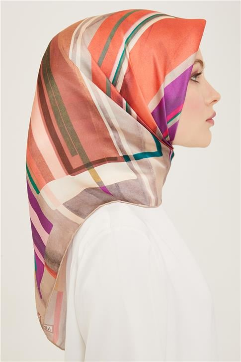 Armine Geometrik Desenli Twill İpek Eşarp 24Ya9147 36 06