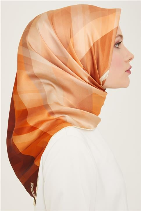 Armine Geometrik Desenli Twill İpek Eşarp 24Ya9137 55 55
