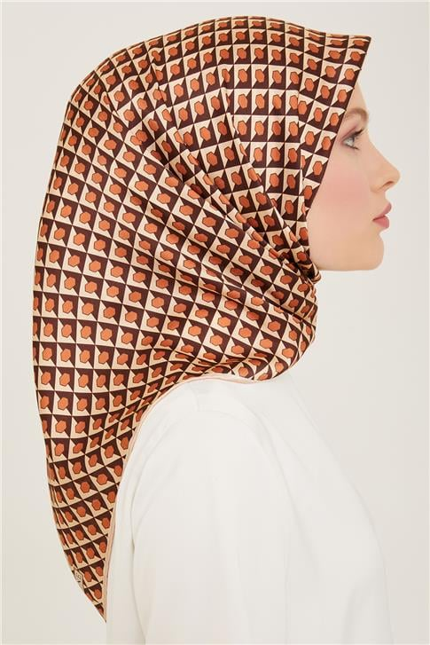 Armine Geometrik Desenli Twill İpek Eşarp 24Ya9109 53 31