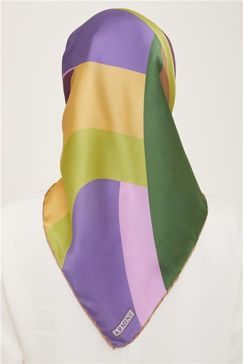 Armine Geometrik Desenli Twill İpek Eşarp 24Ya9148 31 02
