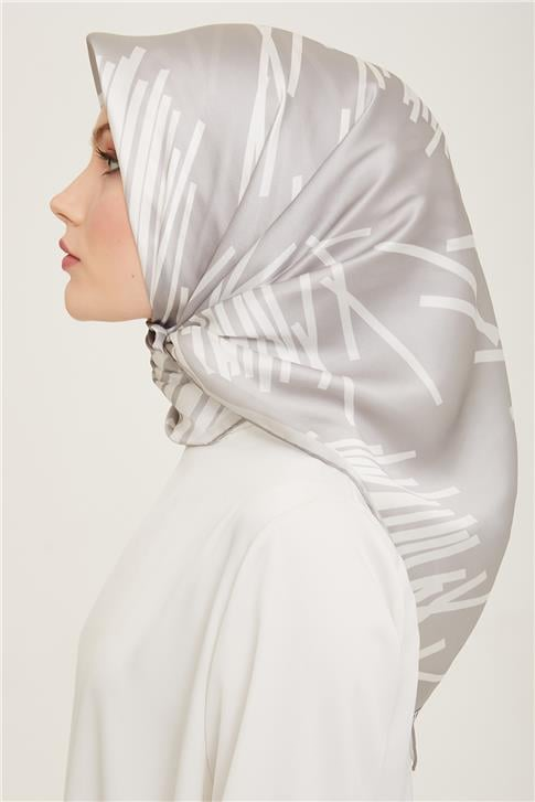 Armine Geometrik Desenli Twill İpek Eşarp 24Ya9157 55