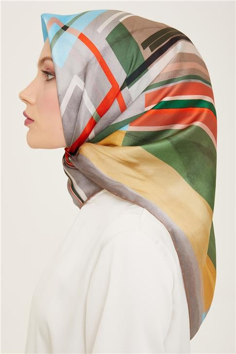 Armine Geometrik Desenli Twill İpek Eşarp 24Ya9147 36 05