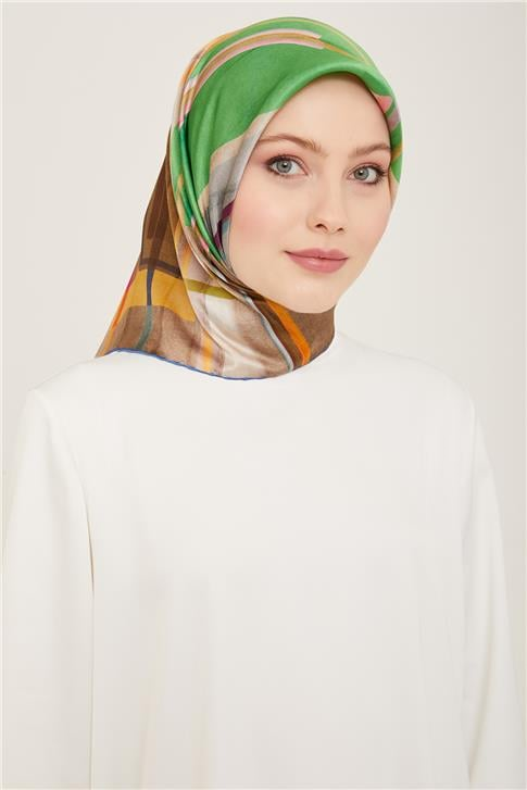 Armine Geometrik Desenli Twill İpek Eşarp 24Ya9147 36 37
