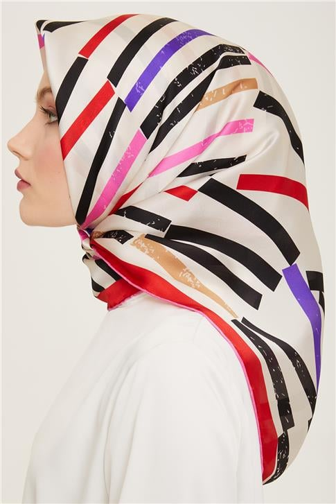 Armine Geometrik Desenli Twill İpek Eşarp 24Ya9101 2 08