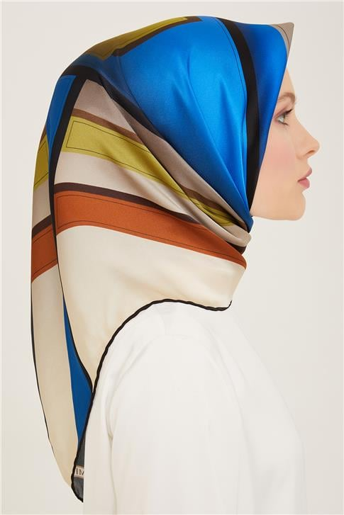 Armine Geometrik Desenli Twill İpek Eşarp 24Ya9122 55 36