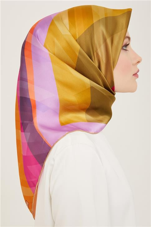 Armine Geometrik Desenli Twill İpek Eşarp 24Ya9137 55 02