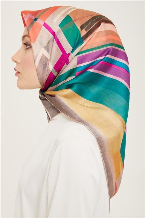 Armine Geometrik Desenli Twill İpek Eşarp 24Ya9147 36 06
