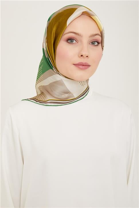 Armine Geometrik Desenli Twill İpek Eşarp 24Ya9138 2 06