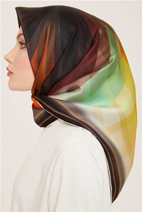 Armine Geometrik Desenli Twill İpek Eşarp 24Ya9113 20