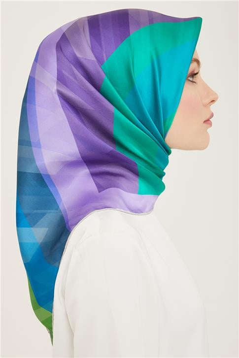 Armine Geometrik Desenli Twill İpek Eşarp 24Ya9137 55 81