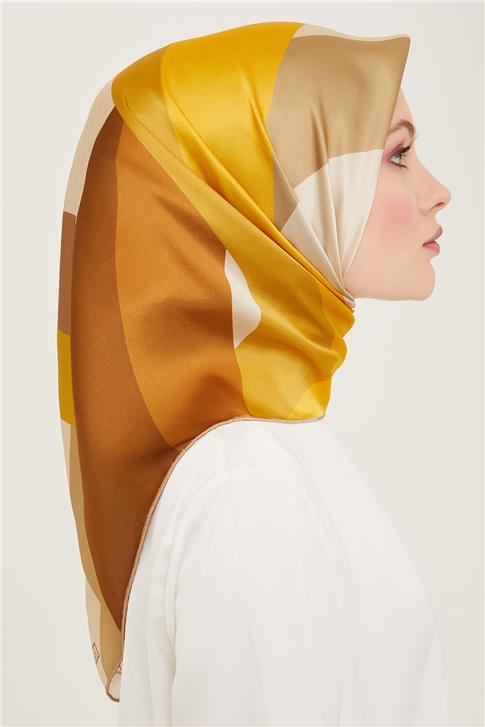 Armine Geometrik Desenli Twill İpek Eşarp 24Ya9148 31 52
