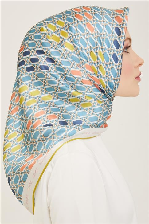 Armine Geometrik Desenli Twill İpek Eşarp 24Ya9144 37 85