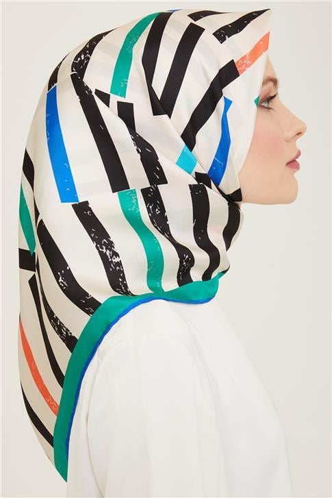 Armine Geometrik Desenli Twill İpek Eşarp 24Ya9101 2 82